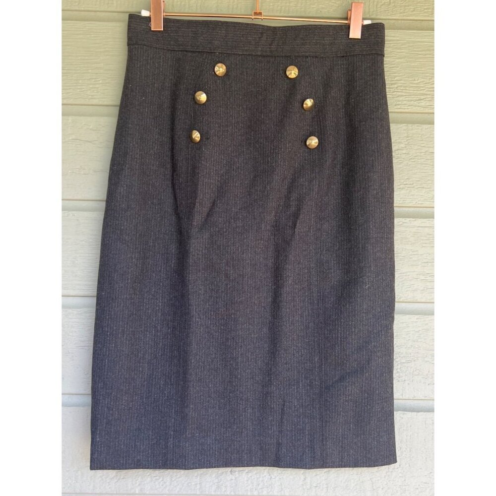 Tibi Black Pencil Skirt with Gold Buttons